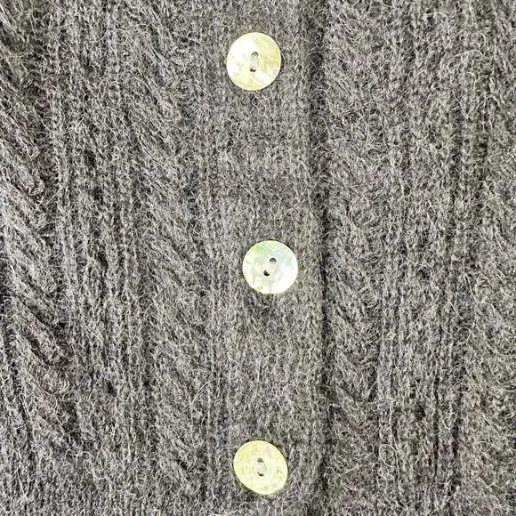 Madewell Pointelle Stitch Cardigan Women Size M Black Alpaca Blend NW803 New - Picture 8 of 10